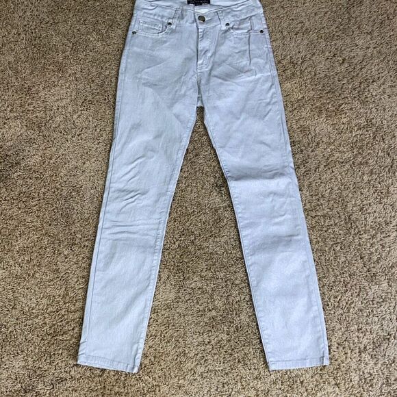 Boston Proper metallic coated ankle skinny jean pant Sz 4 - Picture 3 of 10